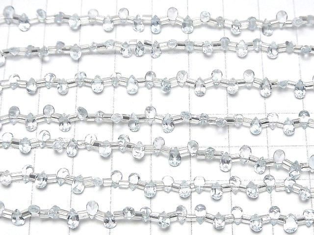 【動画】宝石質スカイブルートパーズAAA ペアシェイプ ファセットカット5×3mm 1連(38粒) サムネイル4