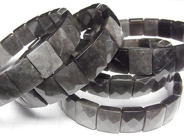 【動画】シルバーオブシディアンAAA 2つ穴レクタングルカット12×10×5mm 1連(バングルブレス) サムネイル3