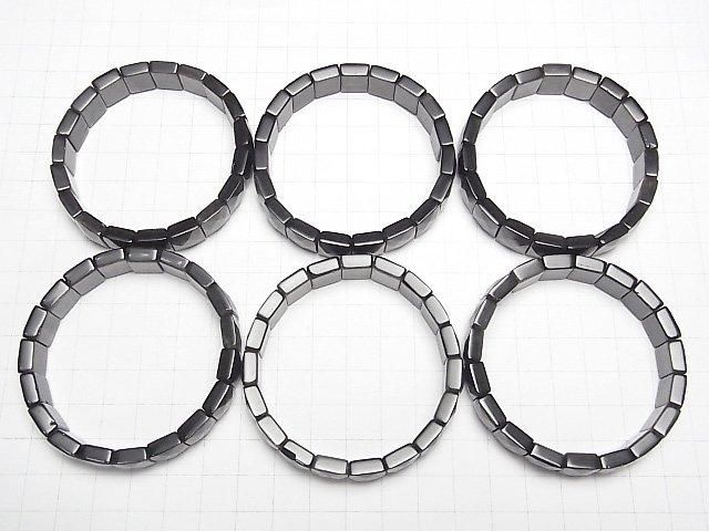 【動画】シルバーオブシディアンAAA 2つ穴レクタングルカット12×10×5mm 1連(バングルブレス) サムネイル4