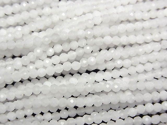 【動画】【素晴らしい輝き】ホワイトジェード 極小ラウンドカット2mm 1連(約29cm)の画像