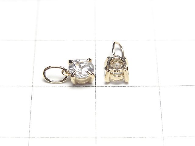 天然ホワイトジルコン ペンダントトップ4×4×3mm 【K10 Yellow Gold】 1