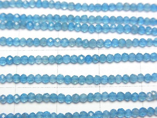【動画】【素晴らしい輝き】ネオンブルーアパタイトAAA- ラウンドカット2mm 1連(約30cm) サムネイル2