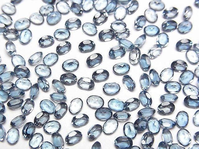 【動画】宝石質ロンドンブルートパーズAAA ルース オーバルファセットカット4×3×2mm 10粒の画像