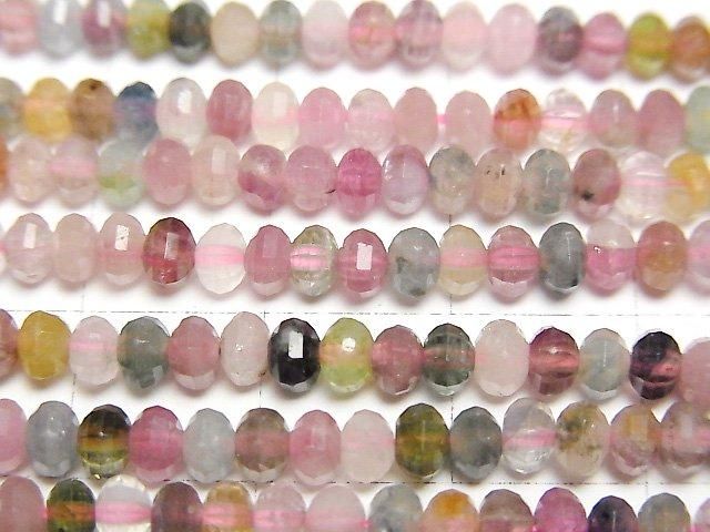 【動画】【素晴らしい輝き】マルチカラートルマリンAA++ ミラーボタンカット4×4×2.5mm 1連(約37cm) サムネイル2