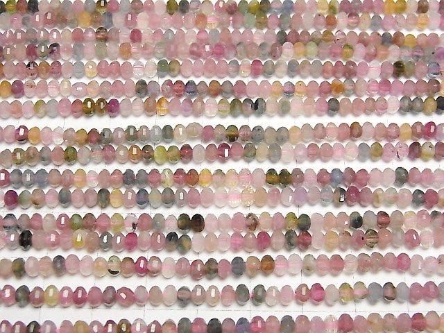 【動画】【素晴らしい輝き】マルチカラートルマリンAA++ ミラーボタンカット4×4×2.5mm 1連(約37cm) サムネイル3