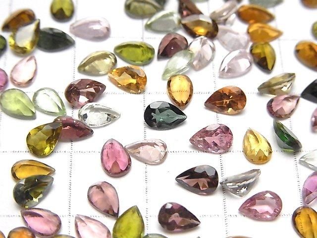 【動画】宝石質マルチカラートルマリンAAA ルース ペアシェイプファセットカット6×4mm 5粒 サムネイル3