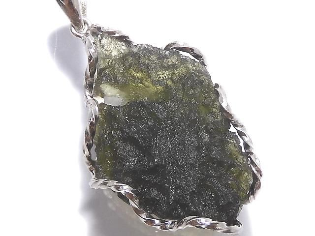 【動画】【1点もの】モルダバイト ラフロックタンブル ペンダントトップ SILVER925製 NO.33の画像