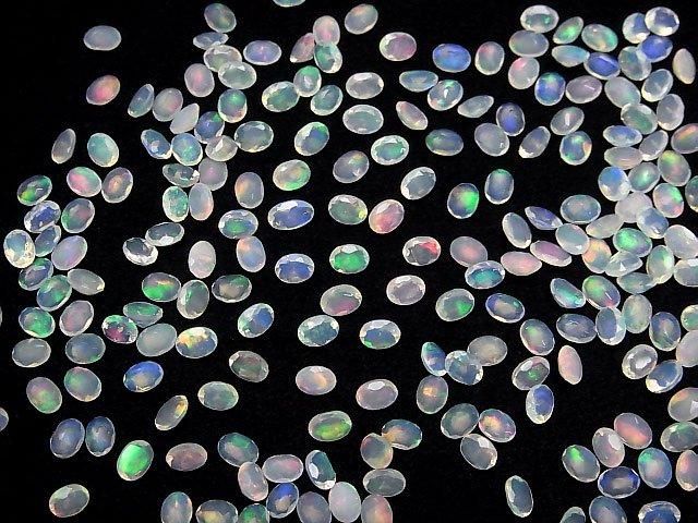 【動画】宝石質エチオピア産オパールAA++ ルース オーバルファセットカット4×3mm 10粒 サムネイル3