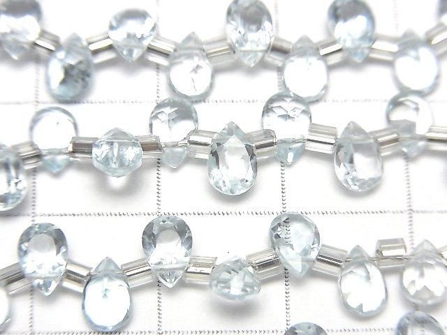 【動画】宝石質スカイブルートパーズAAA ペアシェイプ ファセットカット6×4mm 半連/1連(38粒) サムネイル2