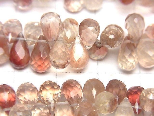 【動画】宝石質オレゴンサンストーンAAA- ドロップ ブリオレットカット 半連/1連(約18cm) サムネイル2