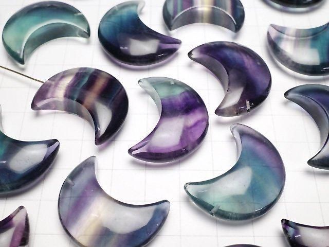 【動画】マルチカラーフローライトAAA 月モチーフ31×23mm 【片穴】 2個 サムネイル3