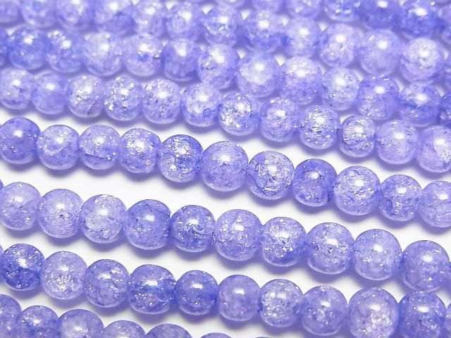 ブルーカラー1 クラッククリスタル ラウンド4mm 1連(約37cm)の画像