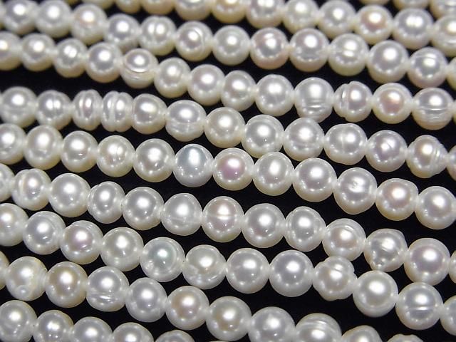 【動画】淡水真珠AA++ ポテト3.5~4mm ホワイト 1連(約35cm)の画像