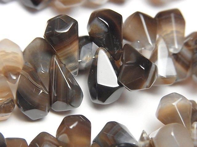 【動画】ブラックストライプアゲート ラフドロップ ブリオレットカット 1連(約7cm)の画像