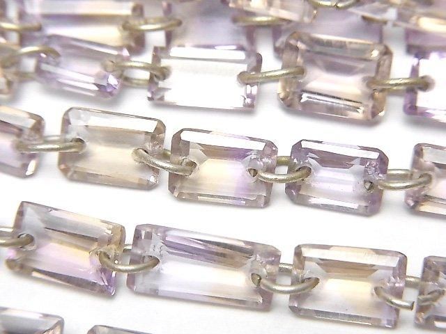 【動画】宝石質アメトリンAAA- レクタングルファセットカット 【ダブルホール】 1連(約16cm)の画像
