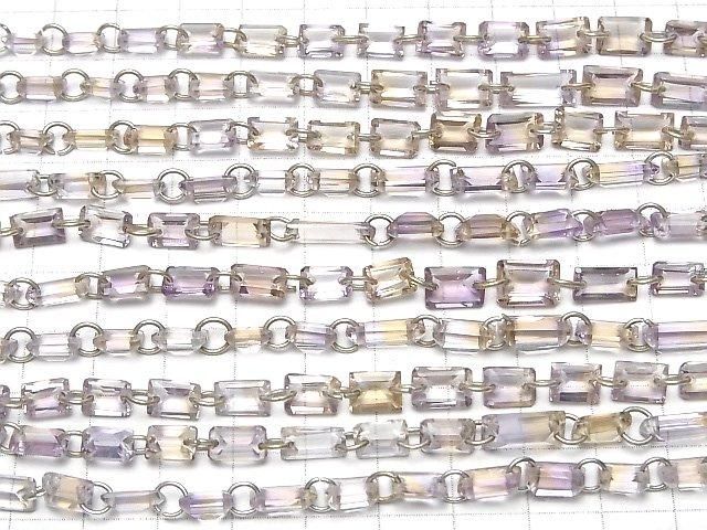 【動画】宝石質アメトリンAAA- レクタングルファセットカット 【ダブルホール】 1連(約16cm) サムネイル4