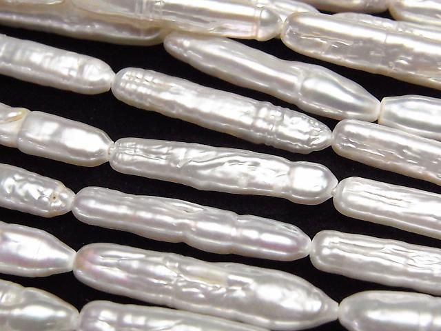 【動画】淡水真珠AA スティック25~28mm ホワイト 1連(約38cm)の画像
