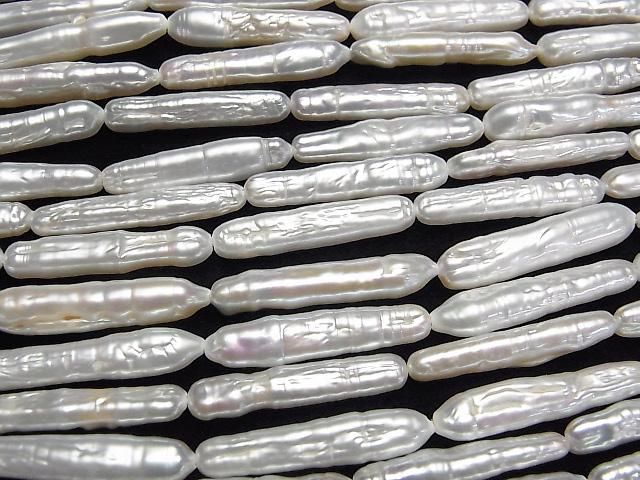 【動画】淡水真珠AA スティック25~28mm ホワイト 1連(約38cm) サムネイル3