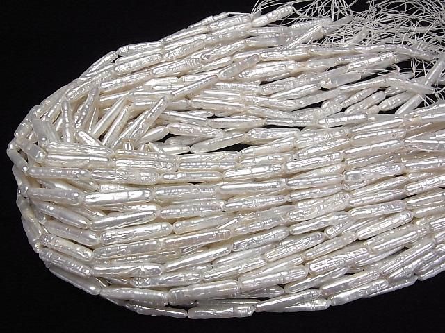 【動画】淡水真珠AA スティック25~28mm ホワイト 1連(約38cm) サムネイル4
