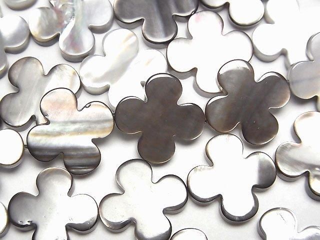 【動画】ブラックシェルAAA フラワーモチーフ15×15×3mm 1/4連~1連(約38cm)の画像