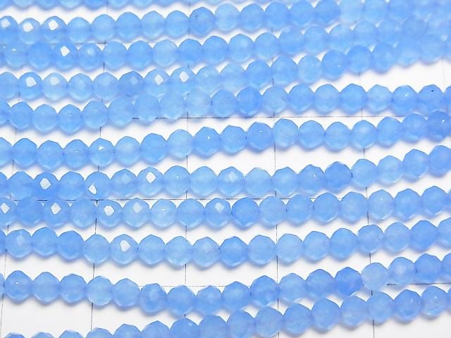 【動画】【素晴らしい輝き】ブルーカラージェード ラウンドカット3mm 1連(約37cm) サムネイル2