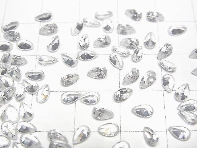【動画】宝石質天然ホワイトジルコンAAA ルース ペアシェイプファセットカット5×3mm 5粒 サムネイル2