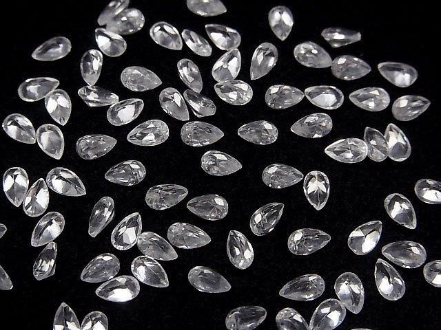 【動画】宝石質天然ホワイトジルコンAAA ルース ペアシェイプファセットカット5×3mm 5粒 サムネイル3