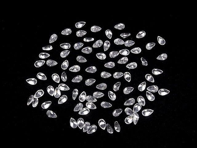 【動画】宝石質天然ホワイトジルコンAAA ルース ペアシェイプファセットカット5×3mm 5粒 サムネイル4