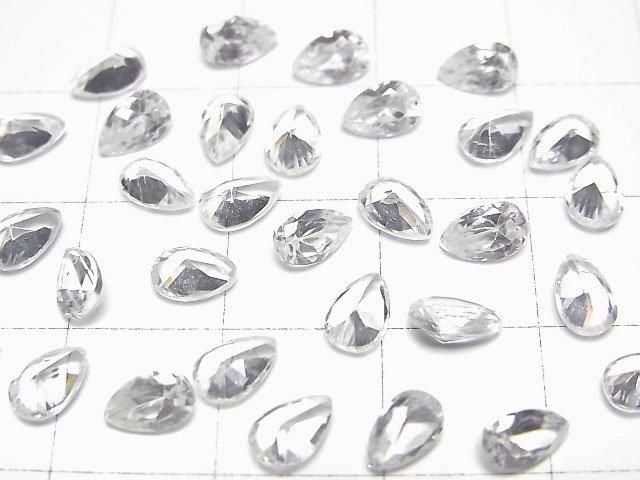 【動画】宝石質天然ホワイトジルコンAAA ルース ペアシェイプファセットカット6×4mm 2粒 サムネイル2