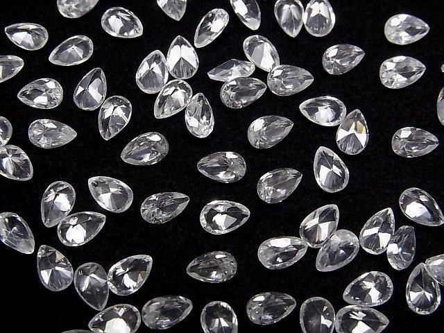 【動画】宝石質天然ホワイトジルコンAAA ルース ペアシェイプファセットカット6×4mm 2粒 サムネイル3