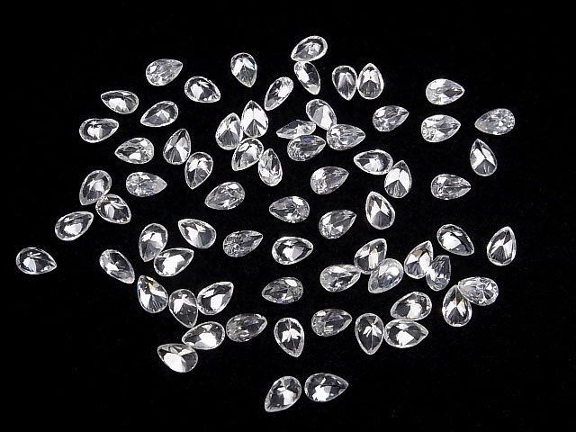 【動画】宝石質天然ホワイトジルコンAAA ルース ペアシェイプファセットカット6×4mm 2粒 サムネイル4