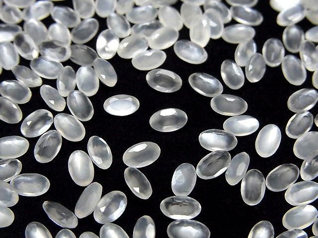 【動画】宝石質ホワイトムーンストーンAAA ルース オーバルファセットカット5×3mm 10粒 サムネイル3