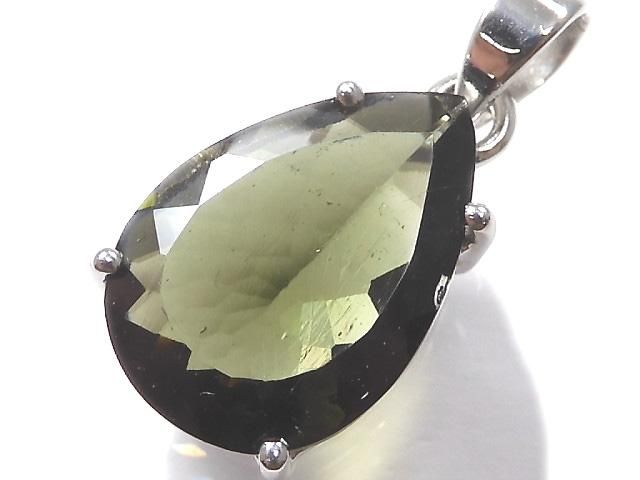 【動画】【1点もの】モルダバイトAAA ファセットカットペンダントトップ SILVER925製 NO.48の画像