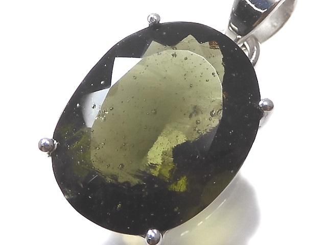 【動画】【1点もの】モルダバイトAAA ファセットカットペンダントトップ SILVER925製 NO.49の画像