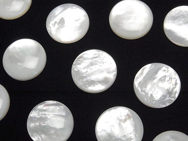 【動画】高品質ホワイトシェル(白蝶貝)AAA ラウンド カボション18×18mm 1個の画像
