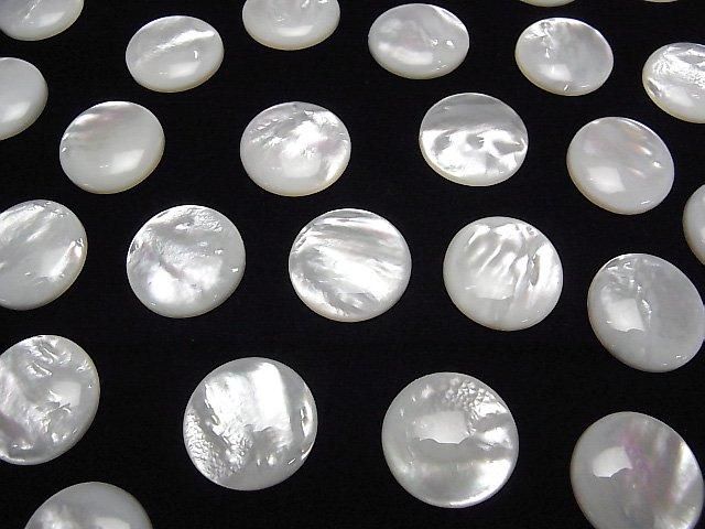 【動画】高品質ホワイトシェル(白蝶貝)AAA ラウンド カボション20×20mm 1個 サムネイル4