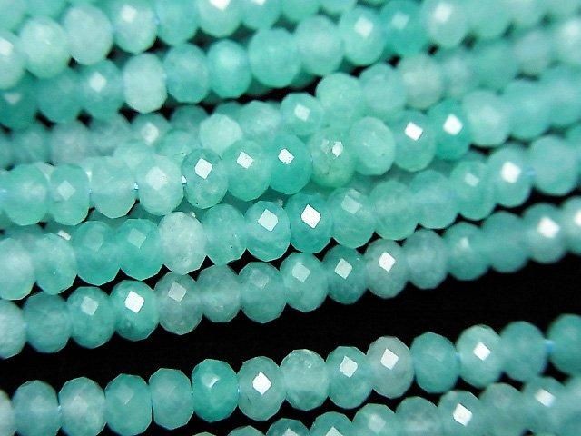 【動画】【素晴らしい輝き】アマゾナイトシリカAA++ ボタンカット3×3×2mm 1連(約36cm)の画像