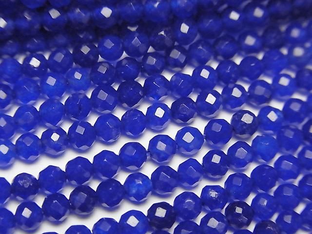【動画】【素晴らしい輝き】ブルーカラージェード ラウンドカット3mm 1連(約37cm)の画像