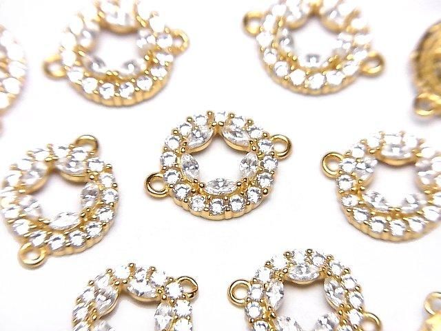Silver925 コイン13×10×3mm 両カンチャーム(CZ付) 【18KGP】 1
