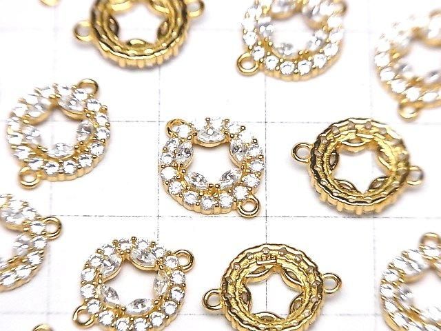 Silver925 コイン13×10×3mm 両カンチャーム(CZ付) 【18KGP】 1個 サムネイル2