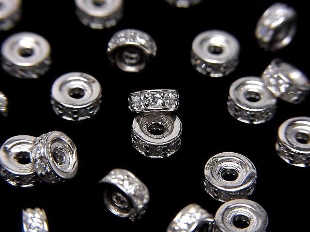 Silver925 ロンデル5×5×2mm(CZ付) ロジウム 2個の画像