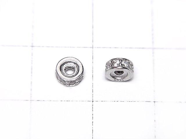 Silver925 ロンデル5×5×2mm(CZ付) ロジウム 2個 サムネイル2
