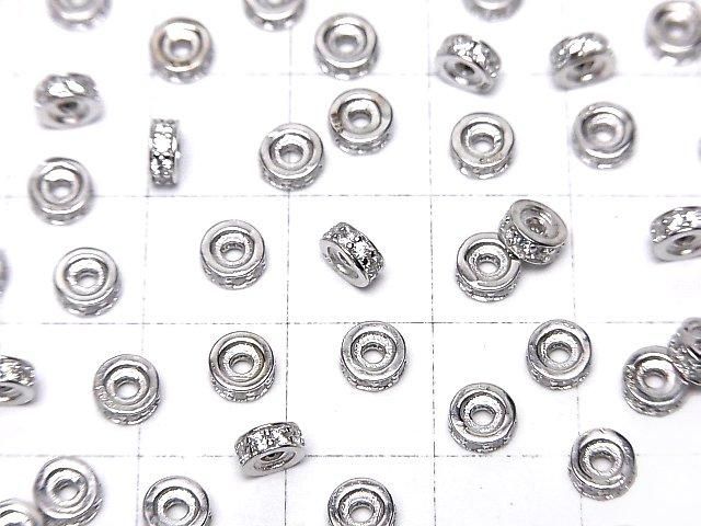 Silver925 ロンデル5×5×2mm(CZ付) ロジウム 2個 サムネイル3