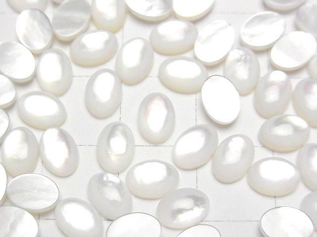 【動画】高品質ホワイトシェル(白蝶貝)AAA オーバル カボション7×5mm 5個 サムネイル2