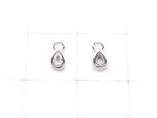 Silver925 ペアシェイプ6×3×2mm チャーム(CZ付) 【ロジウム】 2個 サムネイル2