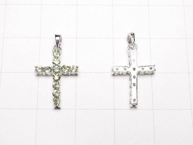 【動画】宝石質モルダバイトAAA クロス ペンダントトップ16×12mm SILVER925製 1個 サムネイル2
