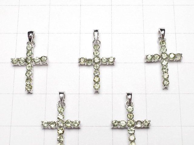 【動画】宝石質モルダバイトAAA クロス ペンダントトップ16×12mm SILVER925製 1個 サムネイル3