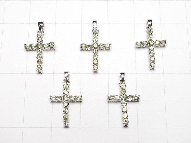 【動画】宝石質モルダバイトAAA クロス ペンダントトップ16×12mm SILVER925製 1個 サムネイル4