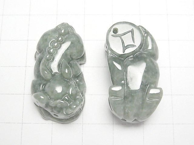 【動画】ビルマ翡翠(ジェイダイト)AA+ 貔貅(ヒキュウ)の彫刻 33×18mm 1ペア サムネイル2