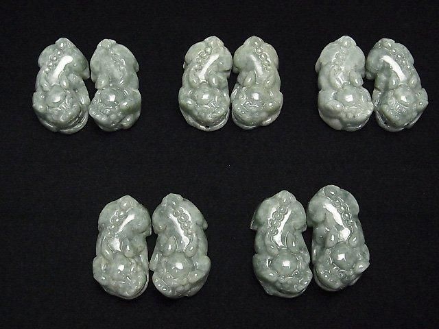 【動画】ビルマ翡翠(ジェイダイト)AA+ 貔貅(ヒキュウ)の彫刻 33×18mm 1ペア サムネイル4
